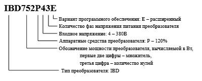 Расшифровка обозначения для ПЧ Innovert IBD_E