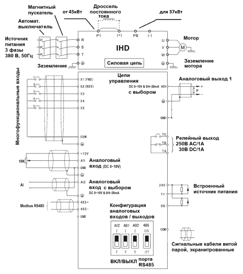 Схема подключения Innovert IHD404P43T
