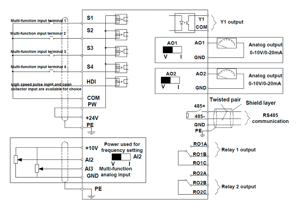 Схема подключения INVT GD20-5R5G-2